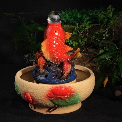 鲤鱼跃龙门流水器 匠心工艺，细水长流年年有余